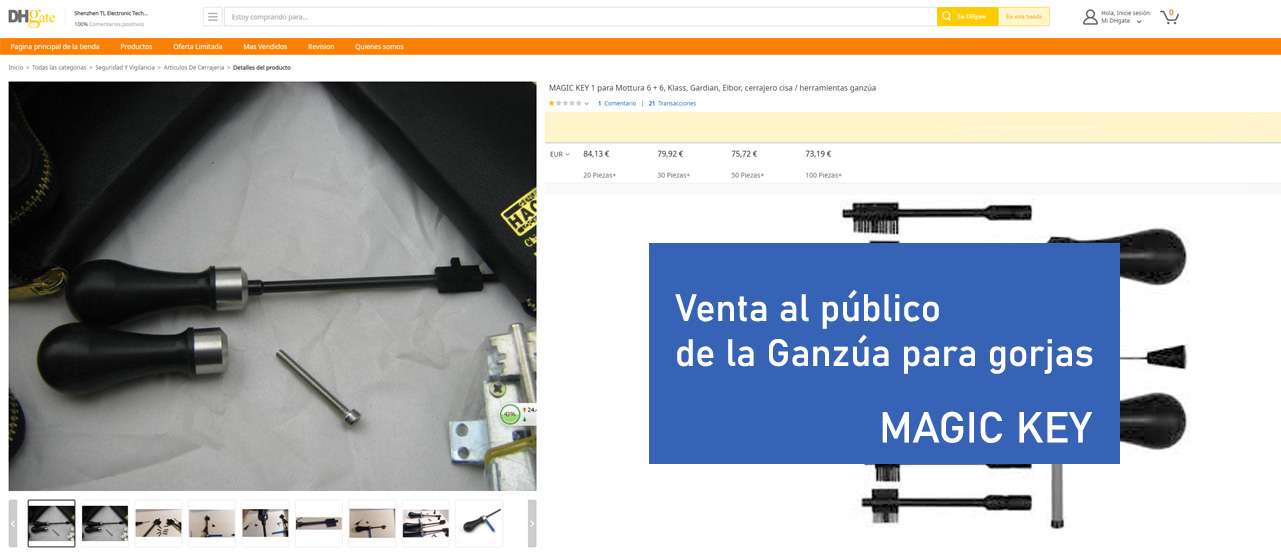 venta al publico de la ganzúa para gorjas